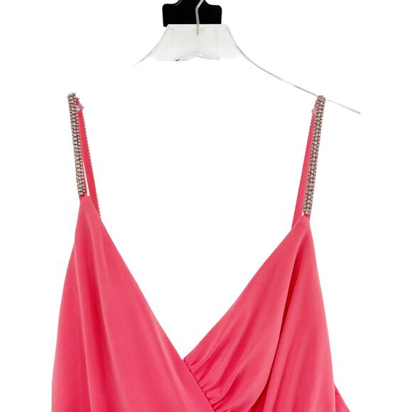 MAC DUGGAL Dress Size 2 Evening Gown Coral NEW Rhinestone Strap Midi Ruching - Picture 5 of 9